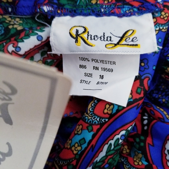 Vintage NEW Women's 70's 80's secretary bow office print shirt top blouse 16 - Picture 4 of 8